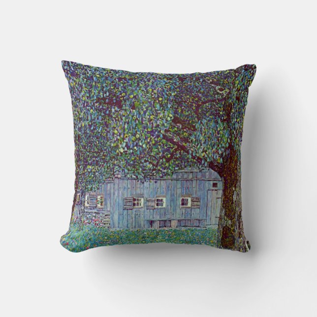 Farmhouse in Upper Austria by Gustav Klimt Cushion (Front)