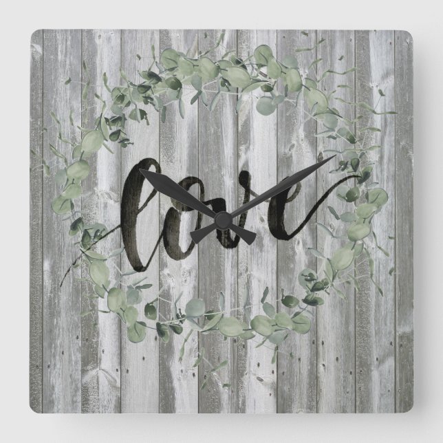 Farmhouse Inspiration - Love Square Wall Clock (Front)