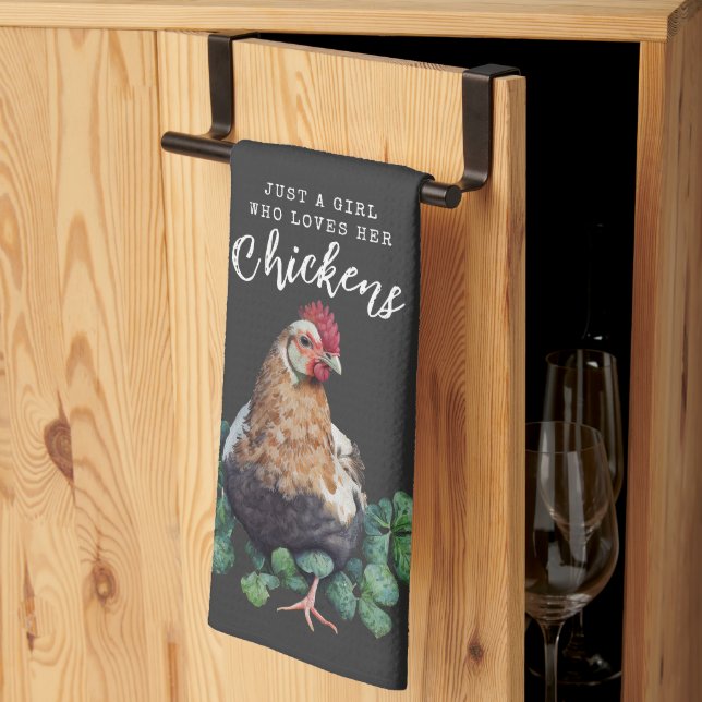 Farmhouse | Just a Girl who Loves Her Chickens Tea Towel (Thirds Fold)