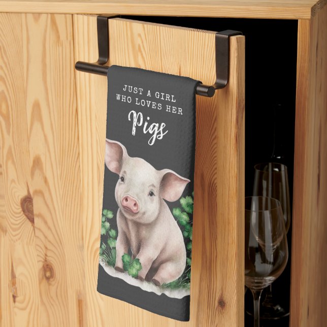 Farmhouse | Just a Girl who Loves Her Pigs  Tea Towel (Thirds Fold)