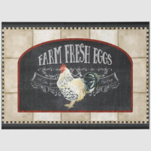 Farmhouse Kitchen Rooster Farm Fresh Egg Decoupage Tissue Paper