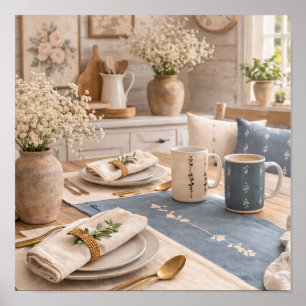 Farmhouse Kitchen Still Life Botanical Table Poster