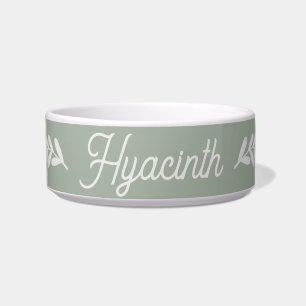 Farmhouse Leaves Personalised Script Sage Pet Bowl