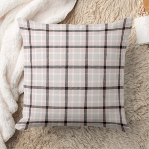 Farmhouse Light Pink White Tartan Plaid Cushion