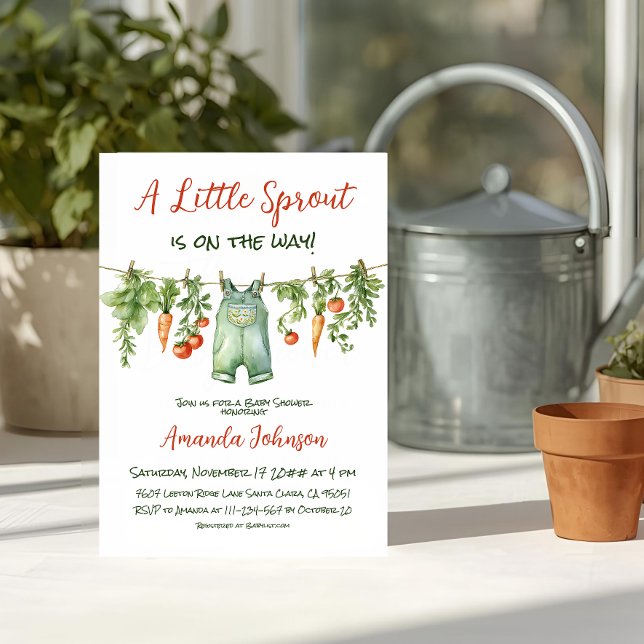 Farmhouse Little Sprout Clothesline Baby Shower Invitation (Creator Uploaded)