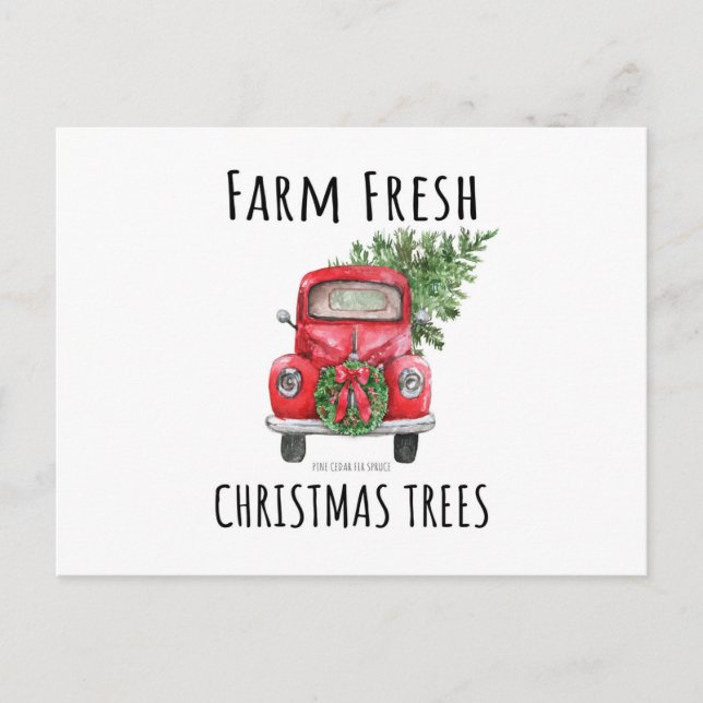 Farmhouse Modern Vintage Christmas red truck card (Front)