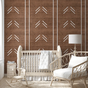 Farmhouse Mudcloth Rustic Brown Wallpaper
