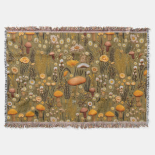 Farmhouse Mushroom Embroidery look like Blanket