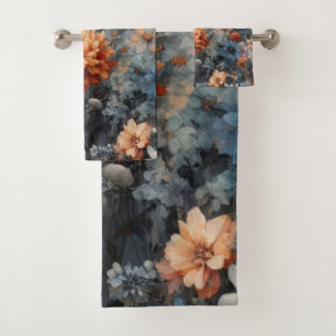 Farmhouse navy blue preppy bath towel set