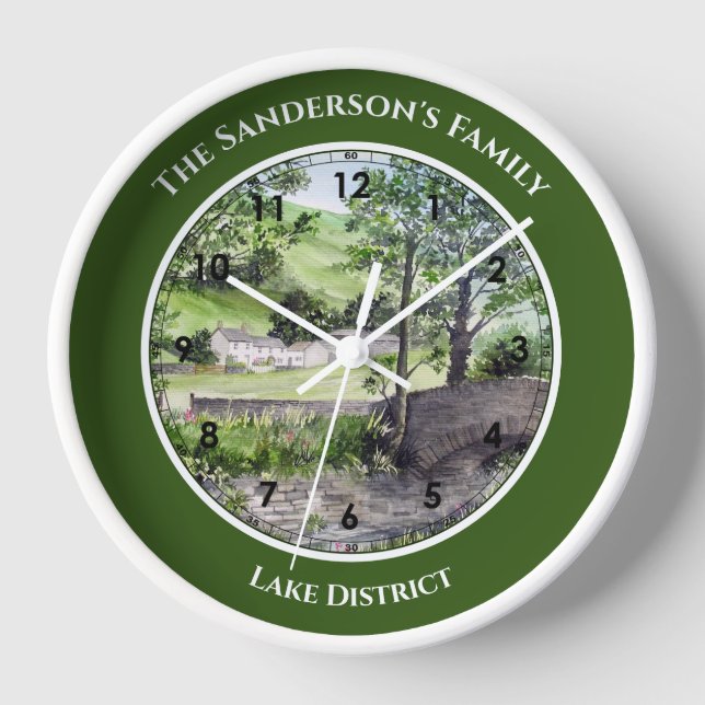 Farmhouse near Thirlmere Lake District England Clock (Front)