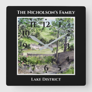 Farmhouse near Thirlmere Lake District England Square Wall Clock