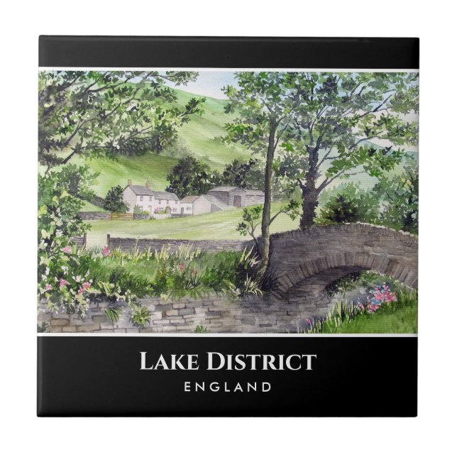 Farmhouse near Thirlmere Lake District England Tile (Front)