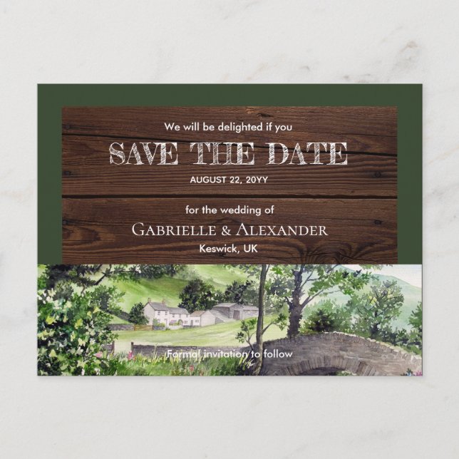Farmhouse near Thirlmere Wedding Save The Date Announcement Postcard (Front)