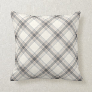 Farmhouse Neutral Plaid Pillow in Grey, Tan, Ivory