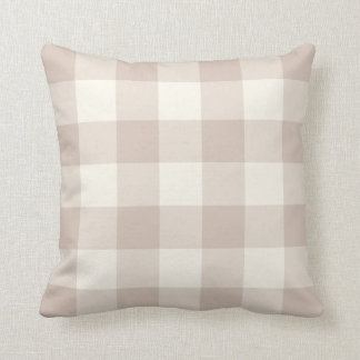 Farmhouse Neutral Plaid Pillow in Tan & Ivory