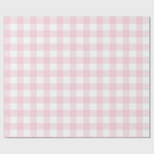 Farmhouse Pastel Pink Buffalo Check Plaid Gift Wrapping Paper
