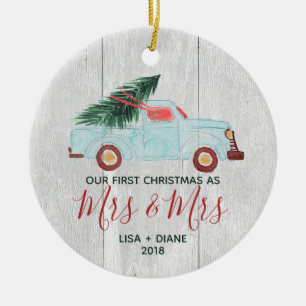 Farmhouse Pickup Truck Rustic Mrs Mrs Gay Newlywed Ceramic Tree Decoration