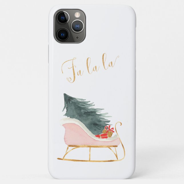 Farmhouse Pink Christmas Sleigh Falala Case-Mate iPhone Case (Back)