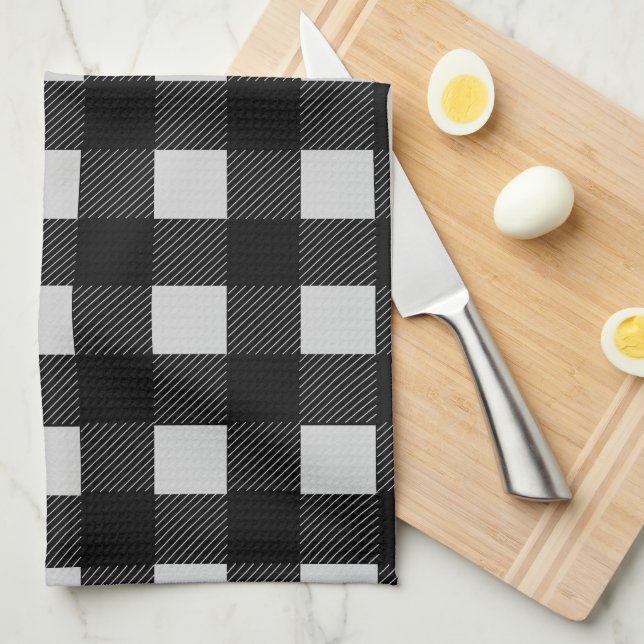 Farmhouse Plaid Cow | Monogram Tea Towel (Quarter Fold)