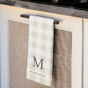 Farmhouse Plaid Monogram & Name Tea Towel