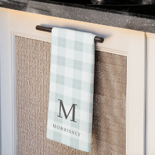 Farmhouse Plaid Monogram & Name Tea Towel