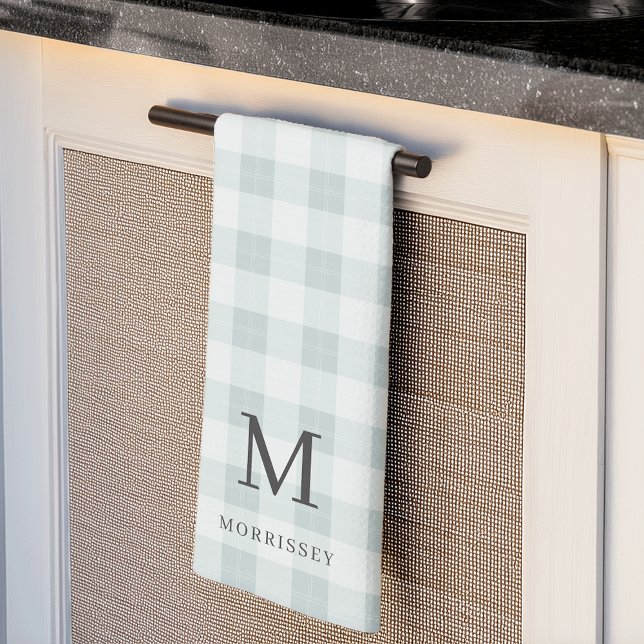 Farmhouse Plaid Monogram & Name Tea Towel (Creator Uploaded)