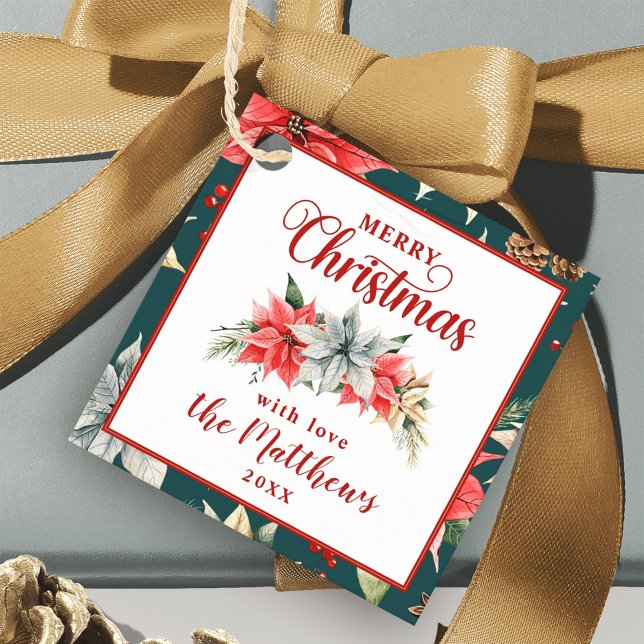 Farmhouse Poinsettia Rustic Christmas Gift Tags (Creator Uploaded)