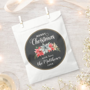 Farmhouse Poinsettia Rustic Merry Christmas Favour Bags