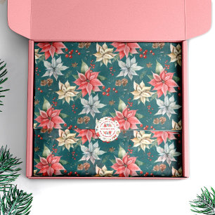 Farmhouse Poinsettia Watercolor Winter Foliage Tissue Paper