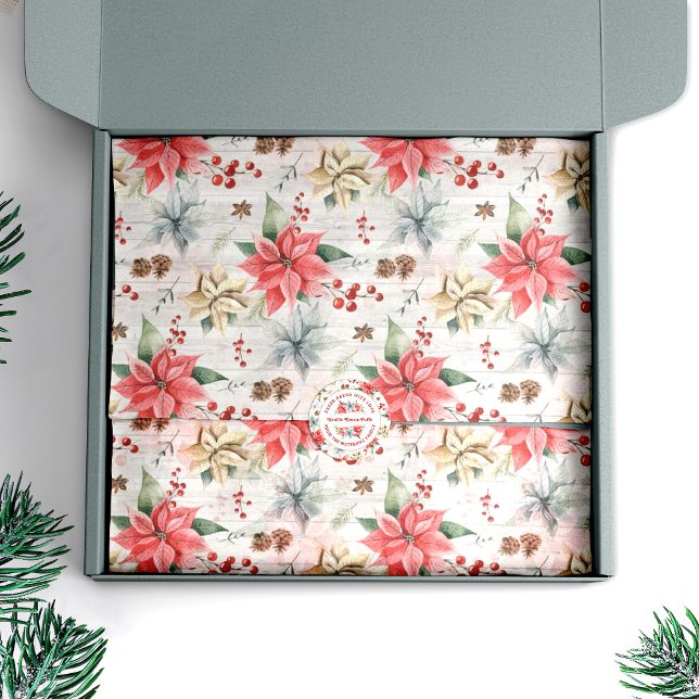 Farmhouse Poinsettia Wood & Winter Foliage Tissue Paper (Creator Uploaded)