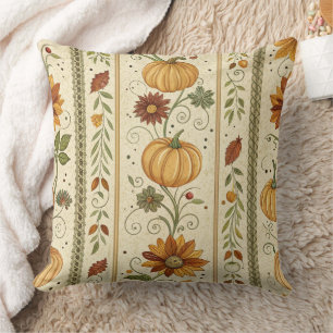 Farmhouse Pumpkin Fall Foliage Autumn Pattern Cushion
