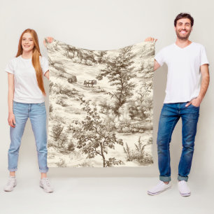 Farmhouse Pumpkin Harvest Countryside Toile (1) Fleece Blanket