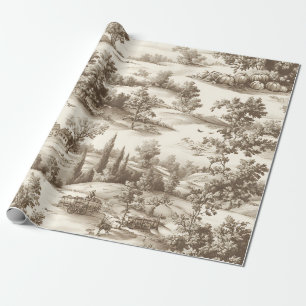 Farmhouse Pumpkin Harvest Countryside Toile (5) Wrapping Paper