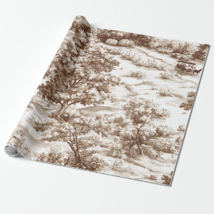 Farmhouse Pumpkin Harvest Countryside Toile (7) Wrapping Paper