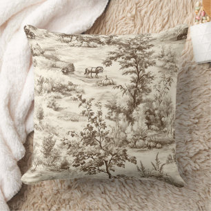 Farmhouse Pumpkin Harvest Countryside Toile Cushion