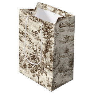 Farmhouse Pumpkin Harvest Countryside Toile Medium Gift Bag