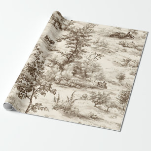 Farmhouse Pumpkin Harvest Countryside Toile Wrapping Paper
