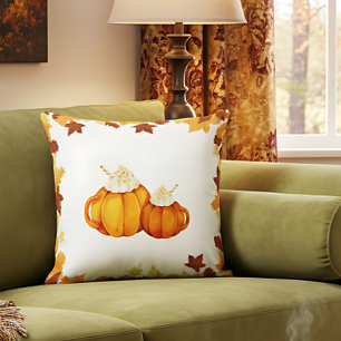 Farmhouse Pumpkin Mug Fall Cosy Accent Cushion