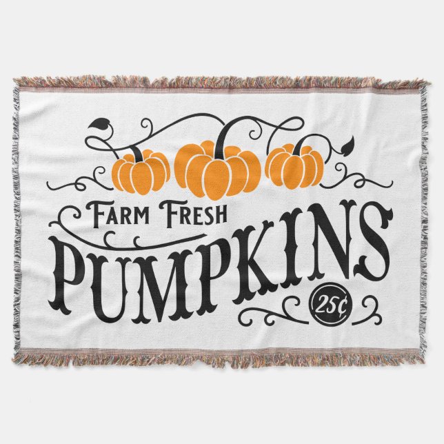 Farmhouse Pumpkin Patch Throw Blanket (Front)