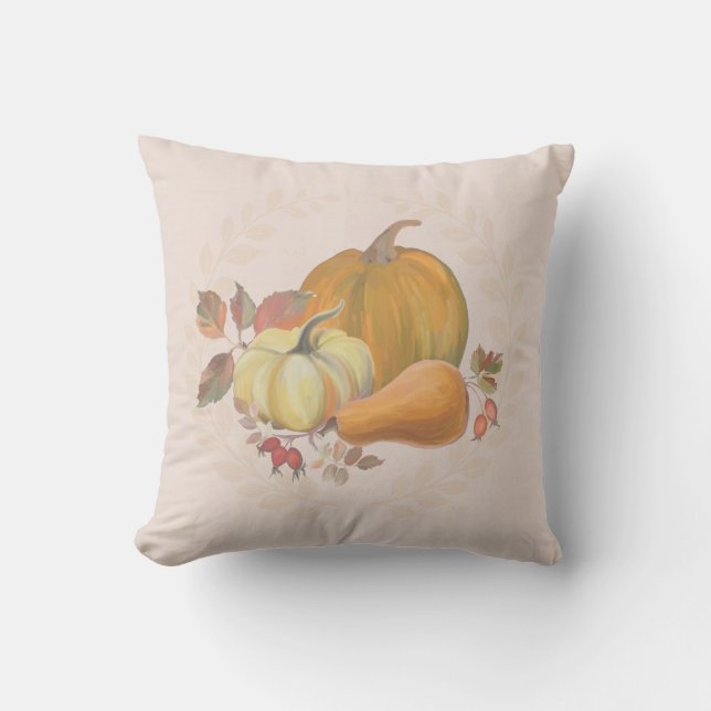 Farmhouse Pumpkin Throw Pillow (Front)