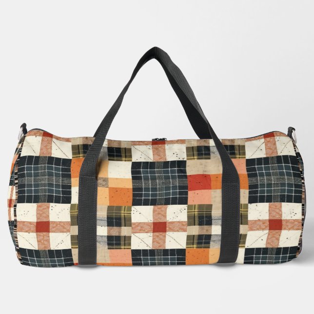 Farmhouse Quilt Pattern Duffle Bag (Front)