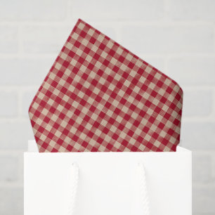 Farmhouse Red and Tan Gingham Check Pattern Tissue Paper