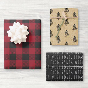 Farmhouse Red Buffalo Check Christmas Wrapping Paper Sheet