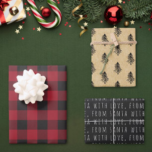 Farmhouse Red Buffalo Check Christmas Wrapping Paper Sheet
