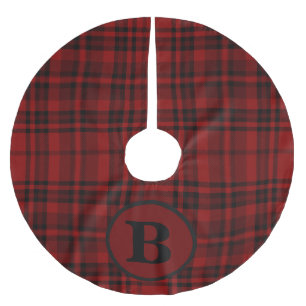 FARMHOUSE RED GINGHAM CHECKERED PLAID BRUSHED POLYESTER TREE SKIRT