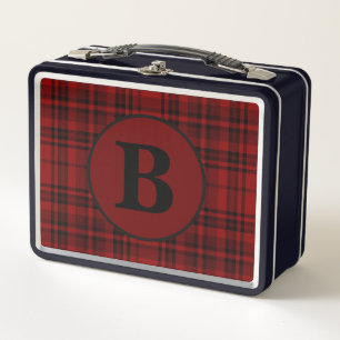 FARMHOUSE RED GINGHAM CHECKERED PLAID METAL LUNCH BOX