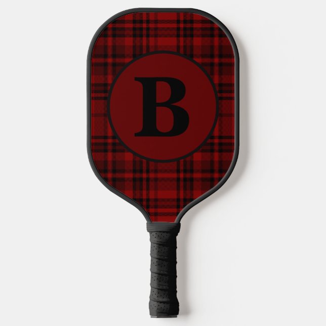 FARMHOUSE RED GINGHAM CHECKERED PLAID  PICKLEBALL PADDLE (Front)