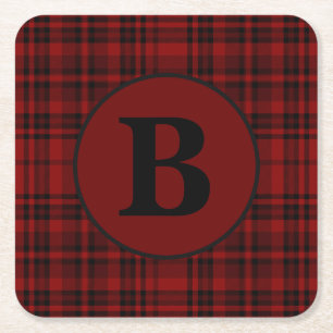 FARMHOUSE RED GINGHAM CHECKERED PLAID   SQUARE PAPER COASTER