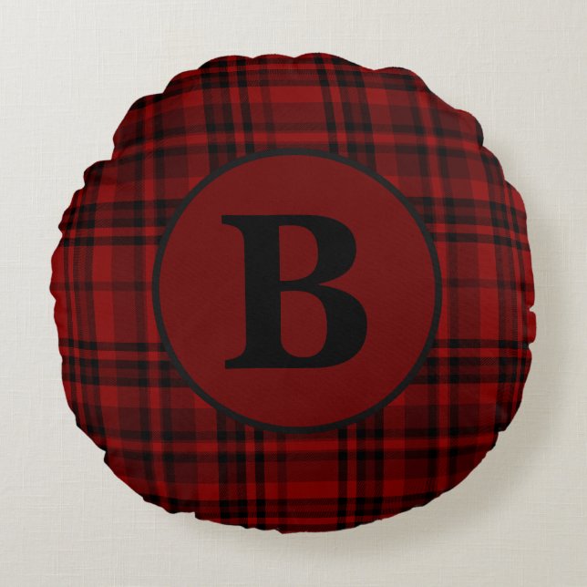 FARMHOUSE RED GINGHAM CHECKERED PLAID THROW PILLOW (Front)
