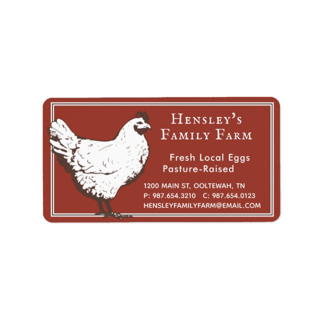 Farmhouse Red Vintage Hen Egg Carton Label (Front)